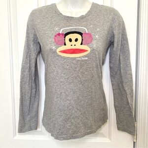 Y2K Paul Frank Gray Long Sleeve Baby Tee Shirt